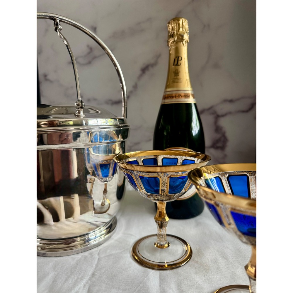 Vintage Poole Silver Ice Bucket | Midcentury Barware with Insert EPC 3500